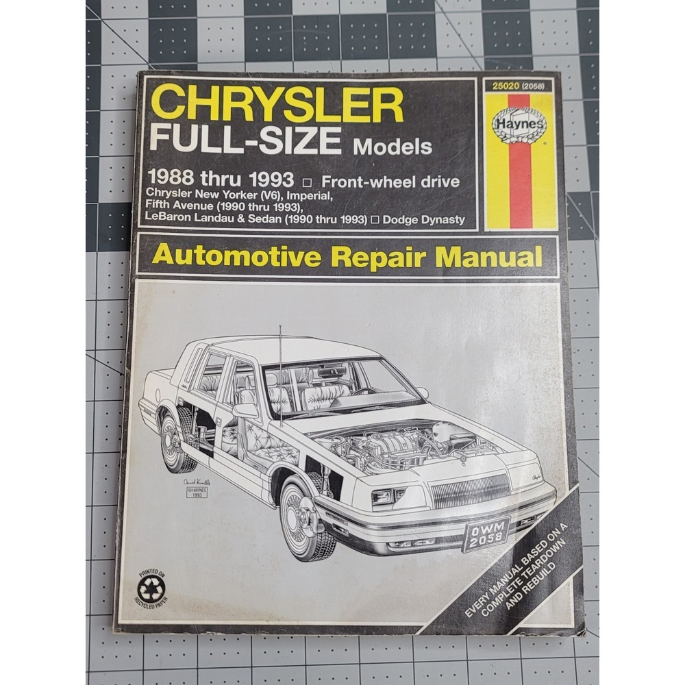 Haynes Service Repair Manual 2058 25020 Chrysler Full-Size Models 1988 - 1993